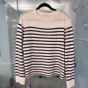 Reformation Cream Cashmere Sweater with Black Stripes Crewneck